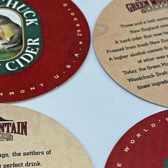 Woodchuck & Green Mountain Cider Coasters - Barware Drink Coasters Set - Picture 4 of 6